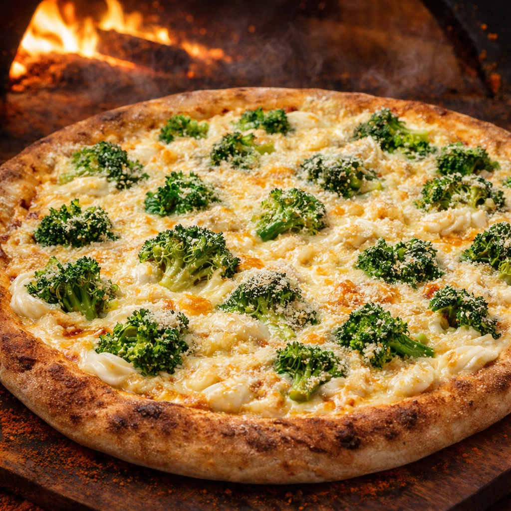 Pizza de Brócolis com Parmesão